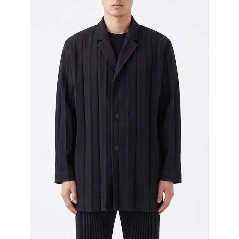 Single Breasted Polyester Blazer Homme Plisse Issey Miyake
